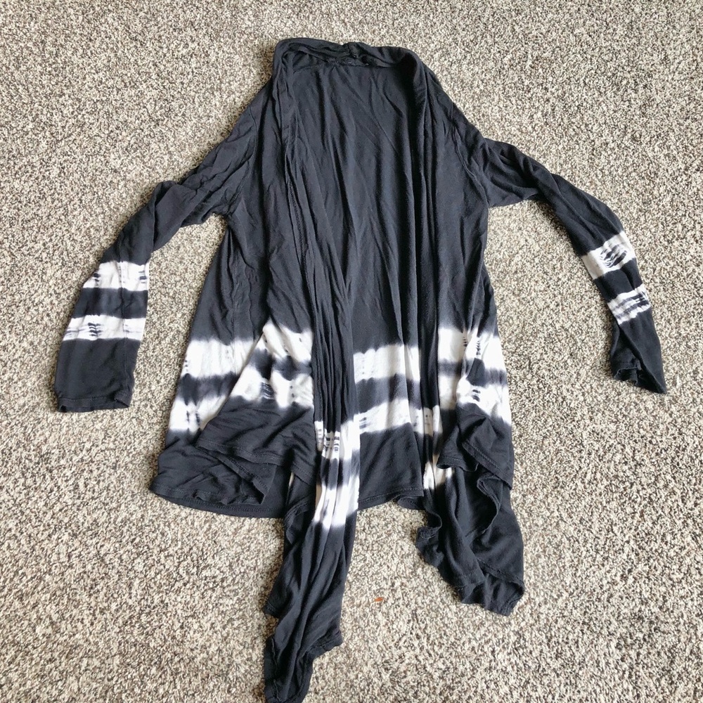 Navy & White Tie-Dye Rayon lightweight t-shirt Cardigan